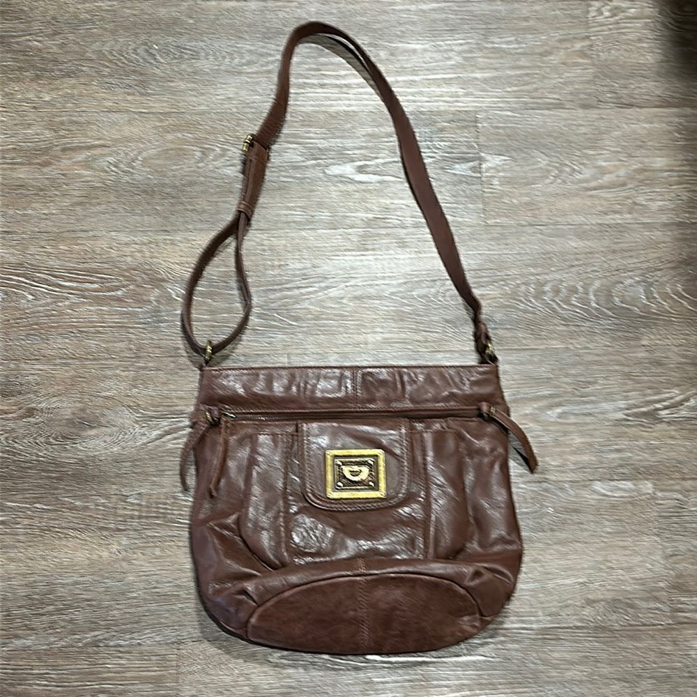 The Sak brown leather shoulder bag purse Y2K